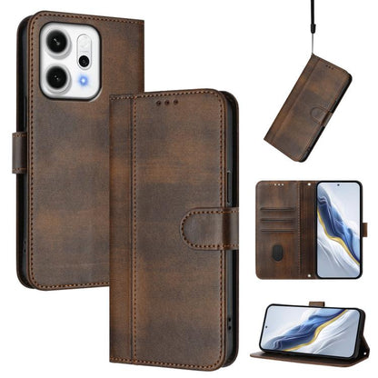 Line Splicing Buckle Retro Leather Phone Case, For OPPO A5 5G Global, For OPPO Reno14 Pro Global, For OPPO Reno14 Global, For OPPO Find X8s+ 5G, For OPPO Find X8s 5G, For OPPO Find X8 Ultra 5G, For OPPO F29 5G Global, For OPPO A5 Pro 5G Global         ...