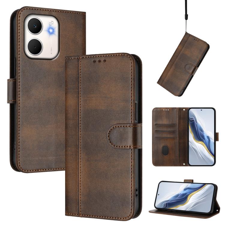Line Splicing Buckle Retro Leather Phone Case, For OPPO Reno13 F 5G Global / 4G India, For OPPO Reno16 F 5G / Reno16 FS 5G, For OPPO Reno16 5G / Reno16 Pro 5G Global, For OPPO Find X9s Pro, For OPPO Find X9 Ultra, For OPPO Find X9, For OPPO A6 GT 5G   ...