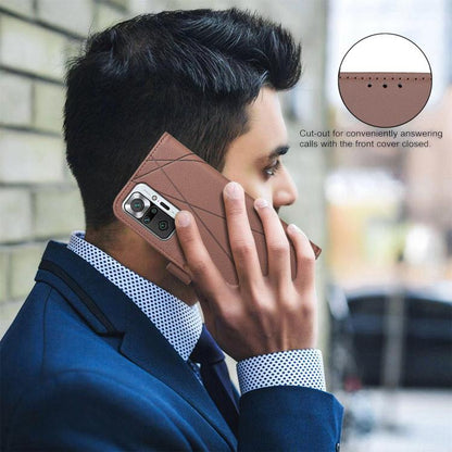 Geometric Pattern RFID Leather Phone Case, For Redmi Note 10 Pro Max / Note 10 Pro