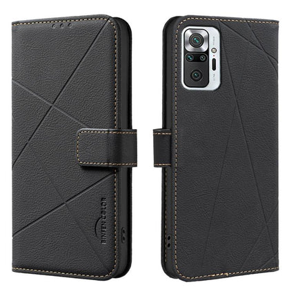 Geometric Pattern RFID Leather Phone Case, For Redmi Note 10 Pro Max / Note 10 Pro