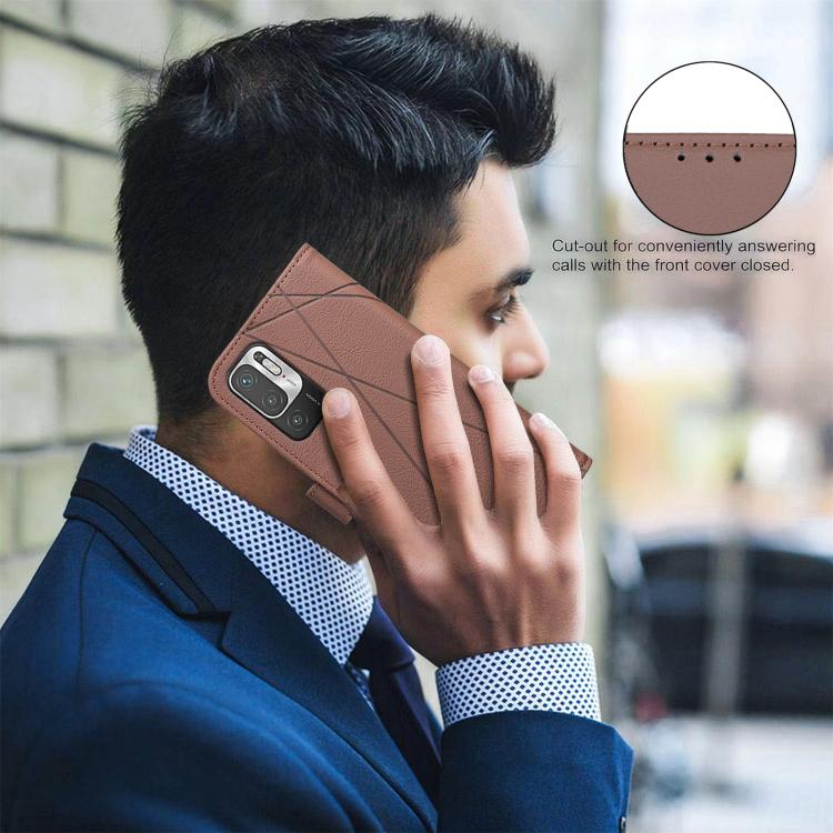 Geometric Pattern RFID Leather Phone Case, For Xiaomi Poco M3 Pro
