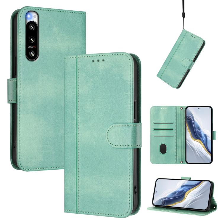 Line Splicing Buckle Retro Leather Phone Case, For Sony Xperia 1 VIII, For Sony Xperia 10 VII, For Sony Xperia 10 VI 2024, For Sony Xperia 1 VI 2024, For Sony Xperia 5 VI, For Sony Xperia 5 V, For Sony Xperia 1 V 2023, For Sony Xperia 10 V 2023        ...