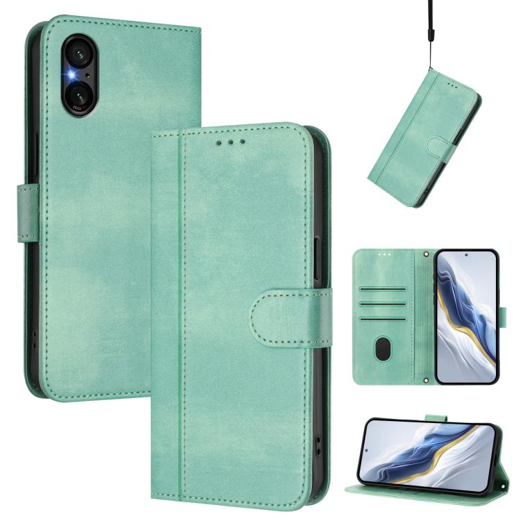Line Splicing Buckle Retro Leather Phone Case, For Sony Xperia 1 VIII, For Sony Xperia 10 VII, For Sony Xperia 10 VI 2024, For Sony Xperia 1 VI 2024, For Sony Xperia 5 VI, For Sony Xperia 5 V, For Sony Xperia 1 V 2023, For Sony Xperia 10 V 2023        ...