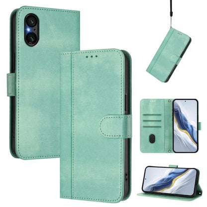 Line Splicing Buckle Retro Leather Phone Case, For Sony Xperia 1 VIII, For Sony Xperia 10 VII, For Sony Xperia 10 VI 2024, For Sony Xperia 1 VI 2024, For Sony Xperia 5 VI, For Sony Xperia 5 V, For Sony Xperia 1 V 2023, For Sony Xperia 10 V 2023        ...
