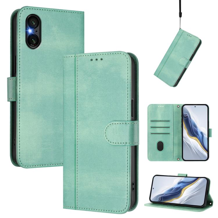 Line Splicing Buckle Retro Leather Phone Case, For Sony Xperia 1 VIII, For Sony Xperia 10 VII, For Sony Xperia 10 VI 2024, For Sony Xperia 1 VI 2024, For Sony Xperia 5 VI, For Sony Xperia 5 V, For Sony Xperia 1 V 2023, For Sony Xperia 10 V 2023        ...