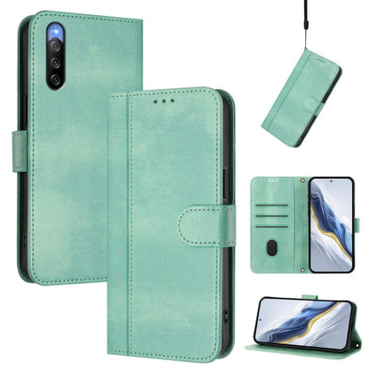 Line Splicing Buckle Retro Leather Phone Case, For Sony Xperia 1 VIII, For Sony Xperia 10 VII, For Sony Xperia 10 VI 2024, For Sony Xperia 1 VI 2024, For Sony Xperia 5 VI, For Sony Xperia 5 V, For Sony Xperia 1 V 2023, For Sony Xperia 10 V 2023        ...