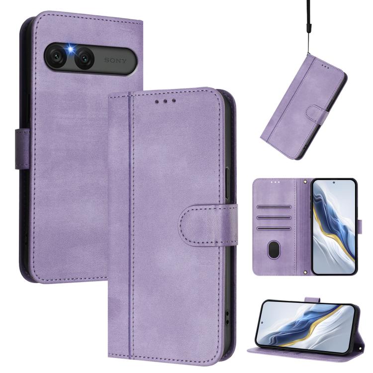 Line Splicing Buckle Retro Leather Phone Case, For Sony Xperia 1 VIII, For Sony Xperia 10 VII, For Sony Xperia 10 VI 2024, For Sony Xperia 1 VI 2024, For Sony Xperia 5 VI, For Sony Xperia 5 V, For Sony Xperia 1 V 2023, For Sony Xperia 10 V 2023        ...