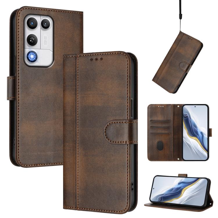 Line Splicing Buckle Retro Leather Phone Case, For ZTE nubia Neo 5 5G, For ZTE nubia Neo 5 GT 5G, For ZTE Optus X Value 5G, For ZTE Optus X Pro 2 5G, For ZTE nubia RedMagic 11 Air, For ZTE A75 Pro / Telstra T-Elite 5G, For ZTE Blade A76 4G             ...