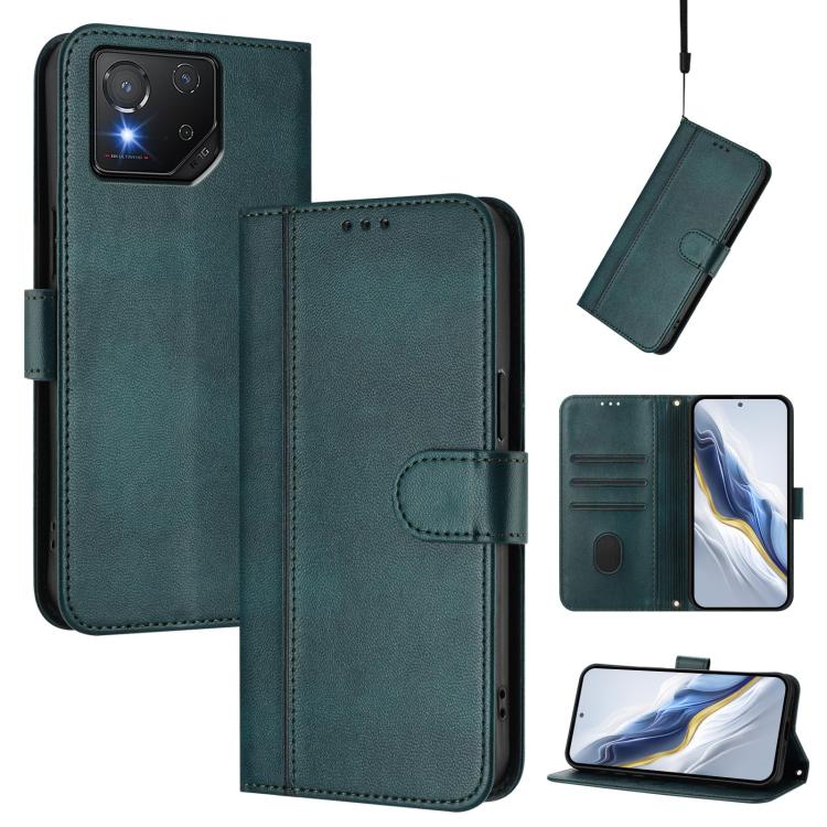 Line Splicing Buckle Retro Leather Phone Case, For ASUS Zenfone 12 Ultra, For ASUS ROG Phone 9 / 9 Pro, For ASUS Zenfone 11 Ultra, For ASUS ROG Phone 8 / 8 Pro