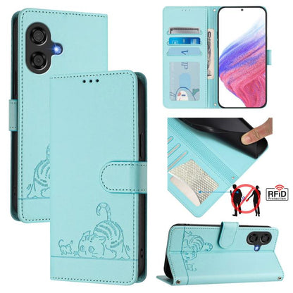 Cat Rat Embossed Pattern RFID Leather Phone Case with Lanyard, For Coolpad X100, For Coolpad Cool 40i, For Coolpad C16