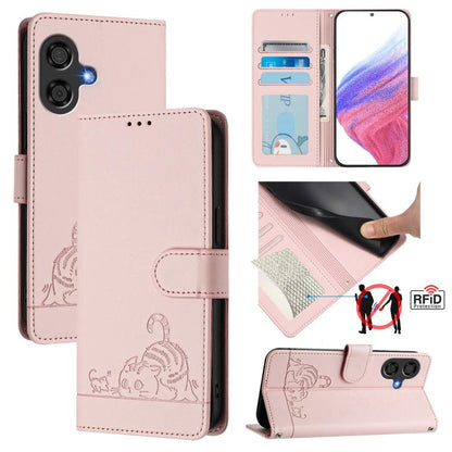 Cat Rat Embossed Pattern RFID Leather Phone Case with Lanyard, For Coolpad X100, For Coolpad Cool 40i, For Coolpad C16