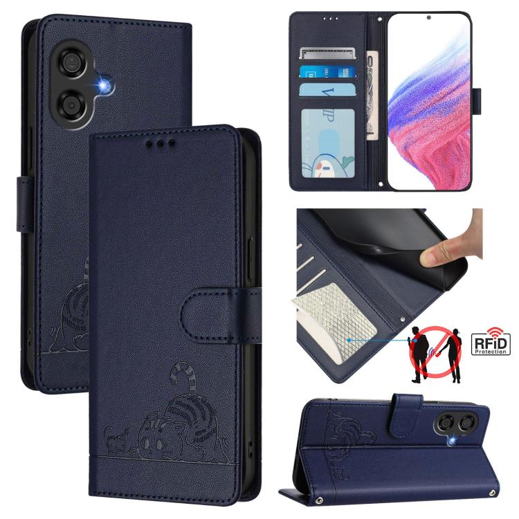 Cat Rat Embossed Pattern RFID Leather Phone Case with Lanyard, For Coolpad X100, For Coolpad Cool 40i, For Coolpad C16