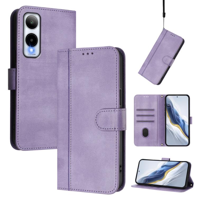 Line Splicing Buckle Retro Leather Phone Case, For Cricket Icon Plus 2026 / Icon 7 5G, For Cricket Magic 2 5G / AT&T Propel 2 5G, For Cricket Debut S3, For Cricket Icon 6 / AT&T Verge, For Cricket Outlast 5G 2024