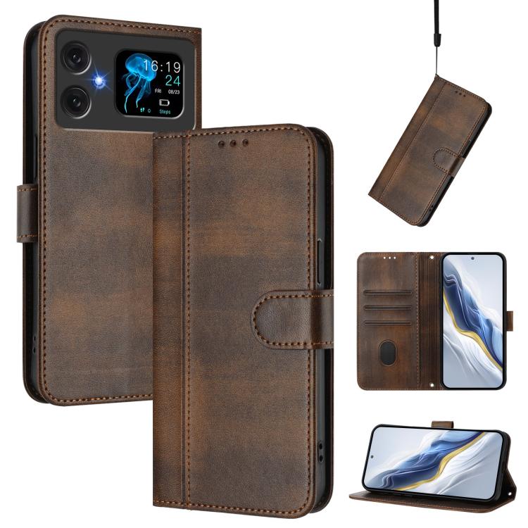 Line Splicing Buckle Retro Leather Phone Case, For Cubot A40, For Cubot P90, For Cubot A30, For Cubot A20, For Cubot Max 5, For Cubot A10, For Cubot Note 40, For Cubot P50