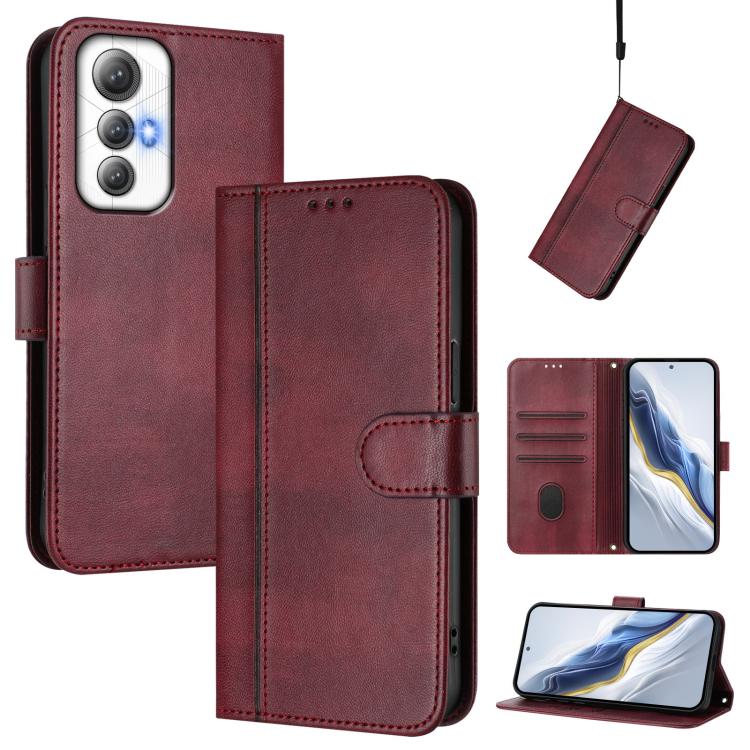Line Splicing Buckle Retro Leather Phone Case, For Cubot A40, For Cubot P90, For Cubot A30, For Cubot A20, For Cubot Max 5, For Cubot A10, For Cubot Note 40, For Cubot P50