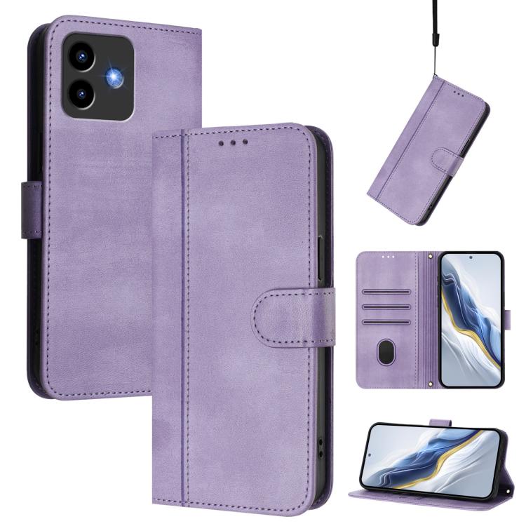 Line Splicing Buckle Retro Leather Phone Case, For Cubot A40, For Cubot P90, For Cubot A30, For Cubot A20, For Cubot Max 5, For Cubot A10, For Cubot Note 40, For Cubot P50