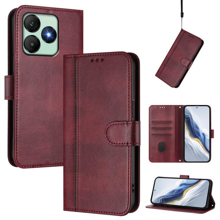 Line Splicing Buckle Retro Leather Phone Case, For Wiko T60 / Cubot P80, For Wiko T20