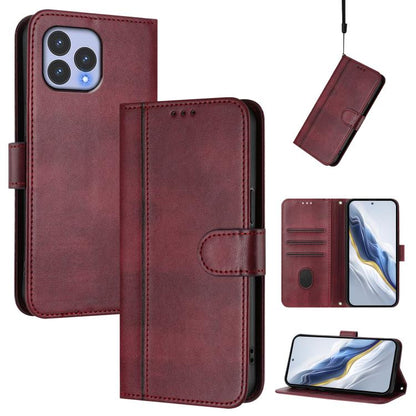 Line Splicing Buckle Retro Leather Phone Case, For Wiko T60 / Cubot P80, For Wiko T20