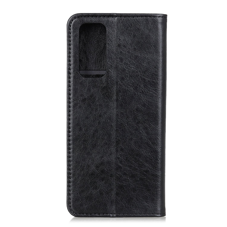 Black textured leather phone case with camera cutout and magnetic flip cover
