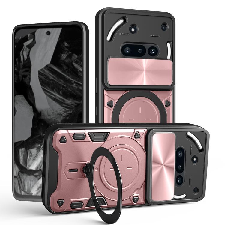 CD Texture Sliding Camshield Magnetic Holder Phone Case, For Nothing Phone 4b, For Nothing Phone 4a Pro, For Nothing Phone 4a, For Nothing CMF Phone 2 Pro, For Nothing Phone 3a, For Nothing Phone 3a Pro