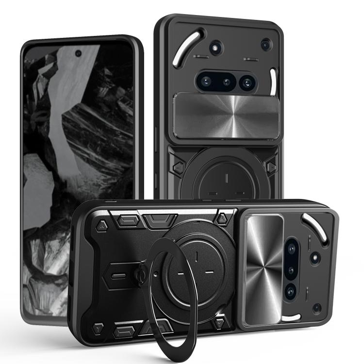 CD Texture Sliding Camshield Magnetic Holder Phone Case, For Nothing Phone 4b, For Nothing Phone 4a Pro, For Nothing Phone 4a, For Nothing CMF Phone 2 Pro, For Nothing Phone 3a, For Nothing Phone 3a Pro