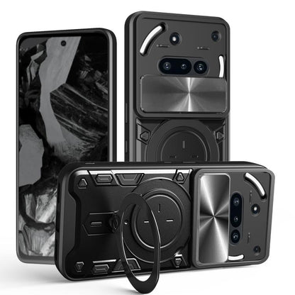 CD Texture Sliding Camshield Magnetic Holder Phone Case, For Nothing Phone 4b, For Nothing Phone 4a Pro, For Nothing Phone 4a, For Nothing CMF Phone 2 Pro, For Nothing Phone 3a, For Nothing Phone 3a Pro
