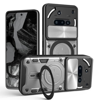 CD Texture Sliding Camshield Magnetic Holder Phone Case, For Nothing Phone 4b, For Nothing Phone 4a Pro, For Nothing Phone 4a, For Nothing CMF Phone 2 Pro, For Nothing Phone 3a, For Nothing Phone 3a Pro