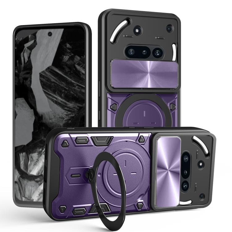 CD Texture Sliding Camshield Magnetic Holder Phone Case, For Nothing Phone 4b, For Nothing Phone 4a Pro, For Nothing Phone 4a, For Nothing CMF Phone 2 Pro, For Nothing Phone 3a, For Nothing Phone 3a Pro