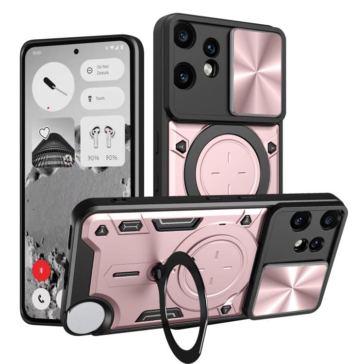 CD Texture Sliding Camshield Magnetic Holder Phone Case, For Nothing Phone 4b, For Nothing Phone 4a Pro, For Nothing Phone 4a, For Nothing CMF Phone 2 Pro, For Nothing Phone 3a, For Nothing Phone 3a Pro