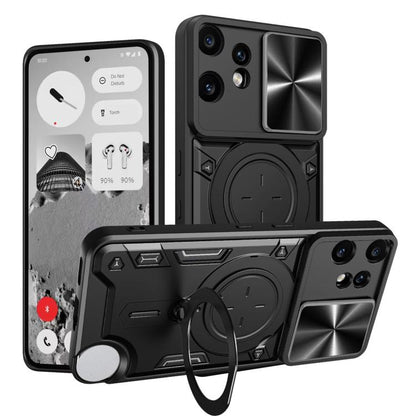 CD Texture Sliding Camshield Magnetic Holder Phone Case, For Nothing Phone 4b, For Nothing Phone 4a Pro, For Nothing Phone 4a, For Nothing CMF Phone 2 Pro, For Nothing Phone 3a, For Nothing Phone 3a Pro