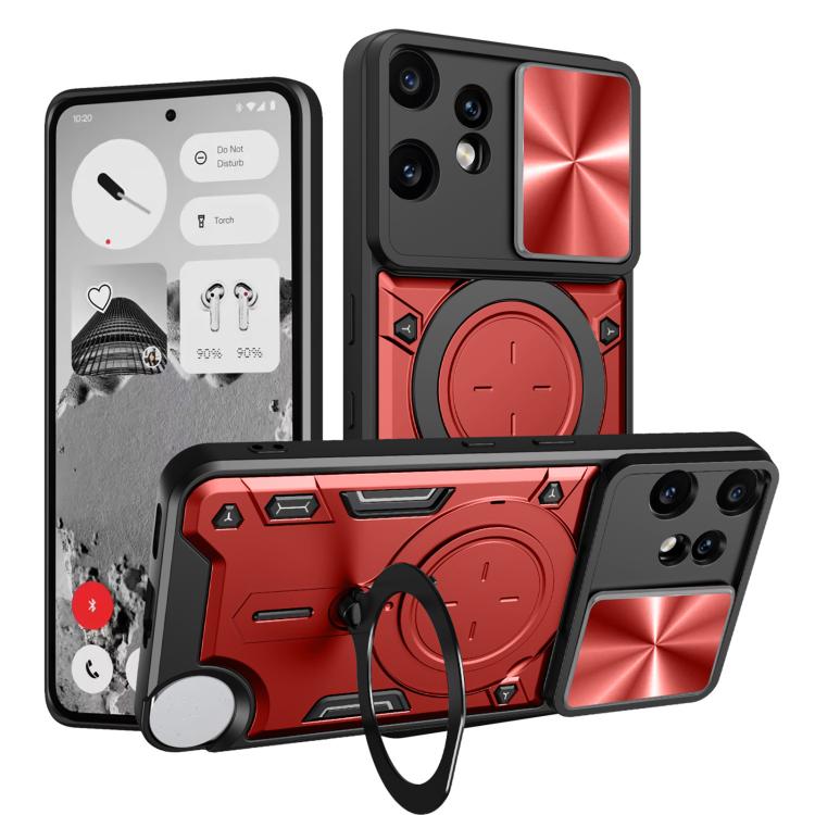 CD Texture Sliding Camshield Magnetic Holder Phone Case, For Nothing Phone 4b, For Nothing Phone 4a Pro, For Nothing Phone 4a, For Nothing CMF Phone 2 Pro, For Nothing Phone 3a, For Nothing Phone 3a Pro