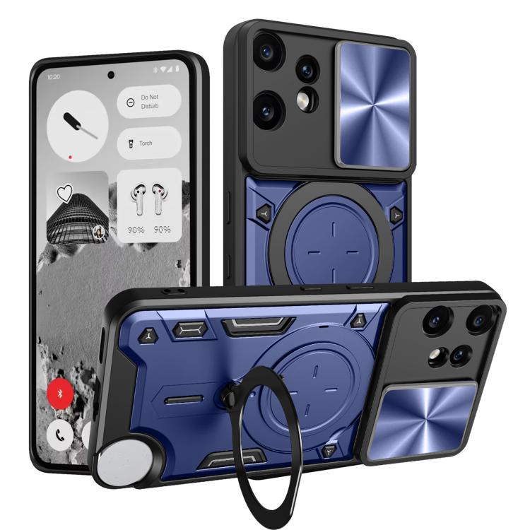 CD Texture Sliding Camshield Magnetic Holder Phone Case, For Nothing Phone 4b, For Nothing Phone 4a Pro, For Nothing Phone 4a, For Nothing CMF Phone 2 Pro, For Nothing Phone 3a, For Nothing Phone 3a Pro