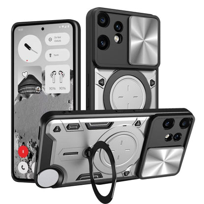 CD Texture Sliding Camshield Magnetic Holder Phone Case, For Nothing Phone 4b, For Nothing Phone 4a Pro, For Nothing Phone 4a, For Nothing CMF Phone 2 Pro, For Nothing Phone 3a, For Nothing Phone 3a Pro