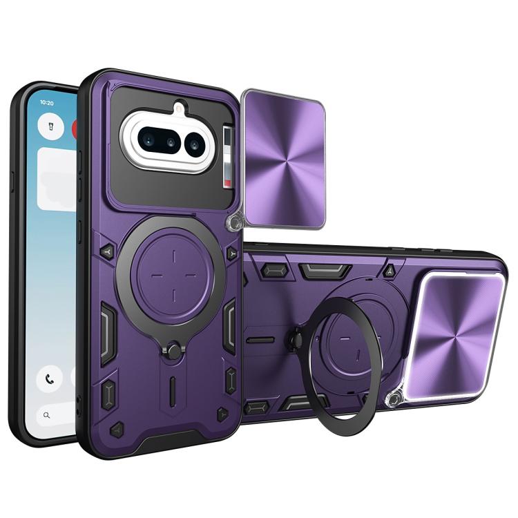 CD Texture Sliding Camshield Magnetic Holder Phone Case, For Nothing Phone 4b, For Nothing Phone 4a Pro, For Nothing Phone 4a, For Nothing CMF Phone 2 Pro, For Nothing Phone 3a, For Nothing Phone 3a Pro