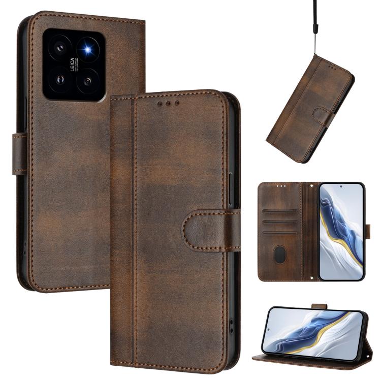 Line Splicing Buckle Retro Leather Phone Case, For Xiaomi 14 5G, For Xiaomi 13T Pro 5G / 13T 5G, For Xiaomi 13 Ultra, For Xiaomi Civi 3 5G, For Xiaomi 13 Lite 5G / Civi 2, For Xiaomi 13 Pro 5G, For Xiaomi 13, For Xiaomi 12T / 12T Pro / Redmi K50 Ultra ...