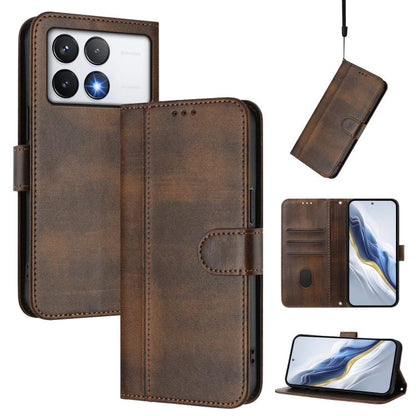 Line Splicing Buckle Retro Leather Phone Case, For Xiaomi Poco M7 Pro 5G / Redmi Note 14 5G, For Xiaomi 15 Pro, For Xiaomi 15, For Xiaomi 14T Pro 5G, For Xiaomi 14T 5G, For Xiaomi Poco F6 5G, For Xiaomi Poco F6 Pro 5G, For Xiaomi Poco X6 Neo 5G        ...