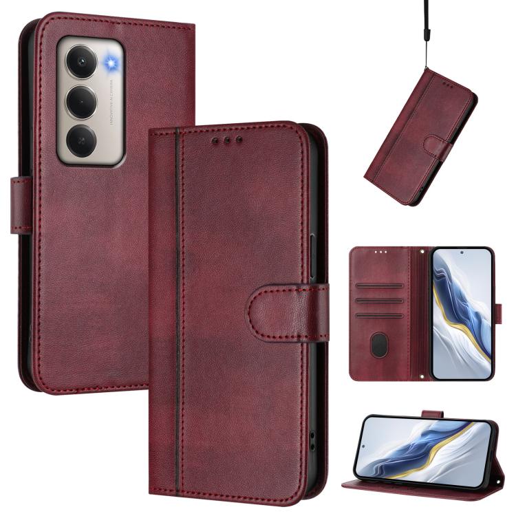 Line Splicing Buckle Retro Leather Phone Case, For Redmi 15 5G Global / 15 4G SEA 169.5mm, For Redmi 15 5G / 4G EU 171mm, For Xiaomi 15T Pro 5G, For Xiaomi 15T 5G, For Xiaomi Civi 5 Pro 5G, For Xiaomi 15S Pro 5G                                         ...