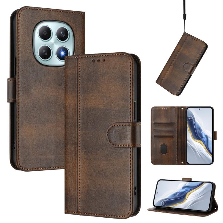 Line Splicing Buckle Retro Leather Phone Case, For Redmi A7 / A5 4G 171mm / Poco C71, For Xiaomi 17 Max 5G, For Redmi K90 Max 5G, For Xiaomi 17T Pro 5G, For Redmi A7 Pro 171mm / Poco C85x 5G, For Redmi 15a 5G, For Redmi Turbo 5 Max 5G / Poco X8 Pro Max...