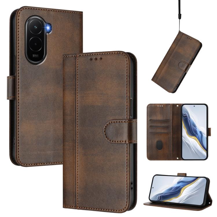 Line Splicing Buckle Retro Leather Phone Case, For Redmi A7 / A5 4G 171mm / Poco C71, For Xiaomi 17 Max 5G, For Redmi K90 Max 5G, For Xiaomi 17T Pro 5G, For Redmi A7 Pro 171mm / Poco C85x 5G, For Redmi 15a 5G, For Redmi Turbo 5 Max 5G / Poco X8 Pro Max...