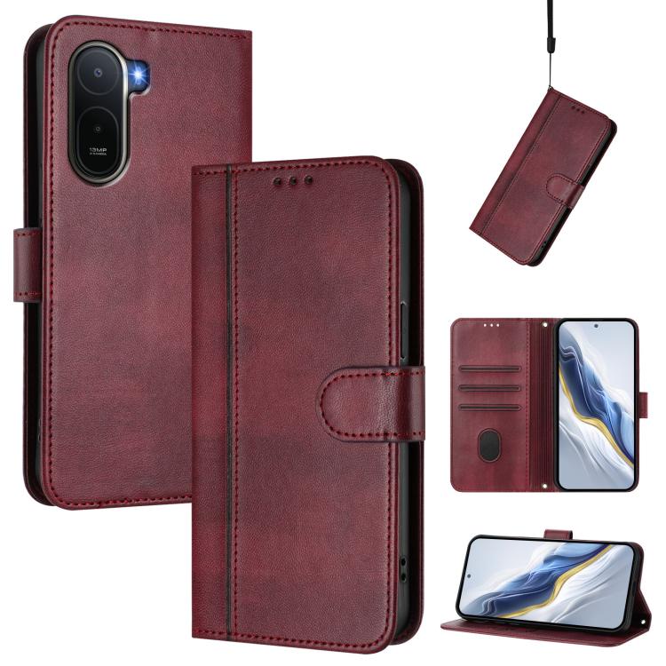 Line Splicing Buckle Retro Leather Phone Case, For Redmi A7 / A5 4G 171mm / Poco C71, For Xiaomi 17 Max 5G, For Redmi K90 Max 5G, For Xiaomi 17T Pro 5G, For Redmi A7 Pro 171mm / Poco C85x 5G, For Redmi 15a 5G, For Redmi Turbo 5 Max 5G / Poco X8 Pro Max...