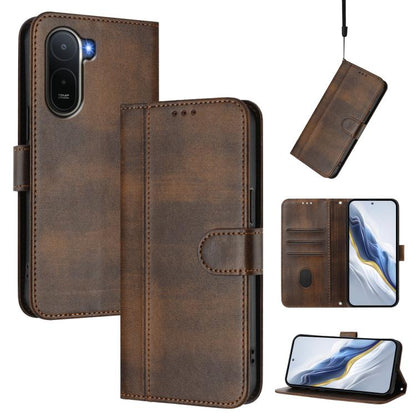 Line Splicing Buckle Retro Leather Phone Case, For Redmi A7 / A5 4G 171mm / Poco C71, For Xiaomi 17 Max 5G, For Redmi K90 Max 5G, For Xiaomi 17T Pro 5G, For Redmi A7 Pro 171mm / Poco C85x 5G, For Redmi 15a 5G, For Redmi Turbo 5 Max 5G / Poco X8 Pro Max...