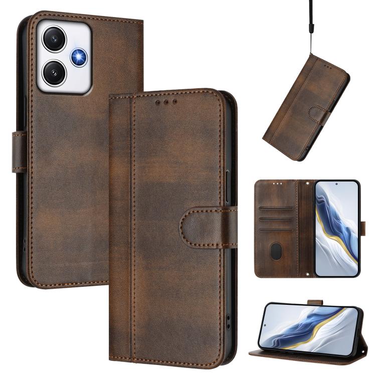 Line Splicing Buckle Retro Leather Phone Case, For Redmi Note 13 Pro 4G Global, For Redmi 13C 5G / 4G Global, For Redmi Note 13 4G Global, For Redmi Note 13 Pro 5G Global, For Redmi Note 13 5G Global, For Redmi Note 13 Pro+ 5G Global                   ...