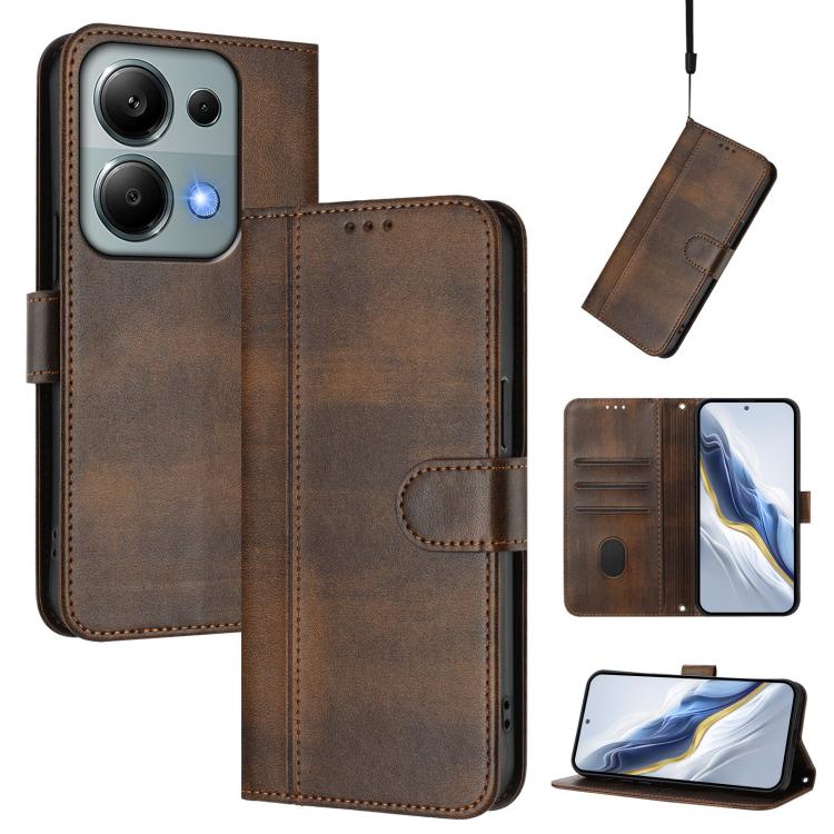 Line Splicing Buckle Retro Leather Phone Case, For Redmi Note 13 Pro 4G Global, For Redmi 13C 5G / 4G Global, For Redmi Note 13 4G Global, For Redmi Note 13 Pro 5G Global, For Redmi Note 13 5G Global, For Redmi Note 13 Pro+ 5G Global                   ...