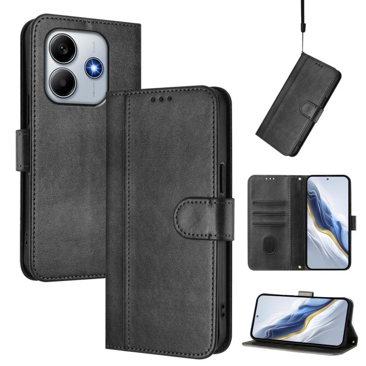 Line Splicing Buckle Retro Leather Phone Case, For Redmi 13x 4G / Xiaomi Poco M6 Plus, For Redmi A5 4G 171.7mm / Xiaomi Poco C71, For Redmi Note 14 4G 164.84mm, For Redmi Note 14 Pro 5G India / Note 14 Pro+, For Redmi Note 14 5G India                  ...