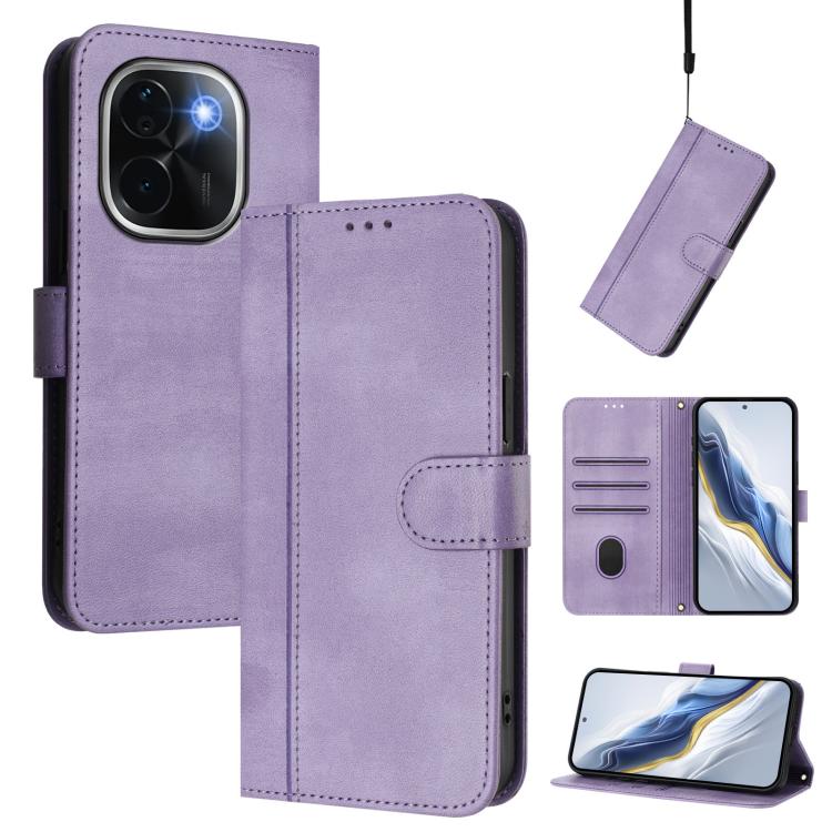 Line Splicing Buckle Retro Leather Phone Case, For vivo V40 Lite 5G IDN / Y300 5G Global, For vivo V40 Lite 4G IDN / Y300 5G IDN, For vivo Y19s 4G Global, For vivo X200 Pro mini, For vivo Y100 5G IDN / T3 5G IDN, For vivo V40e 5G India / iQOO Z9s 5G   ...