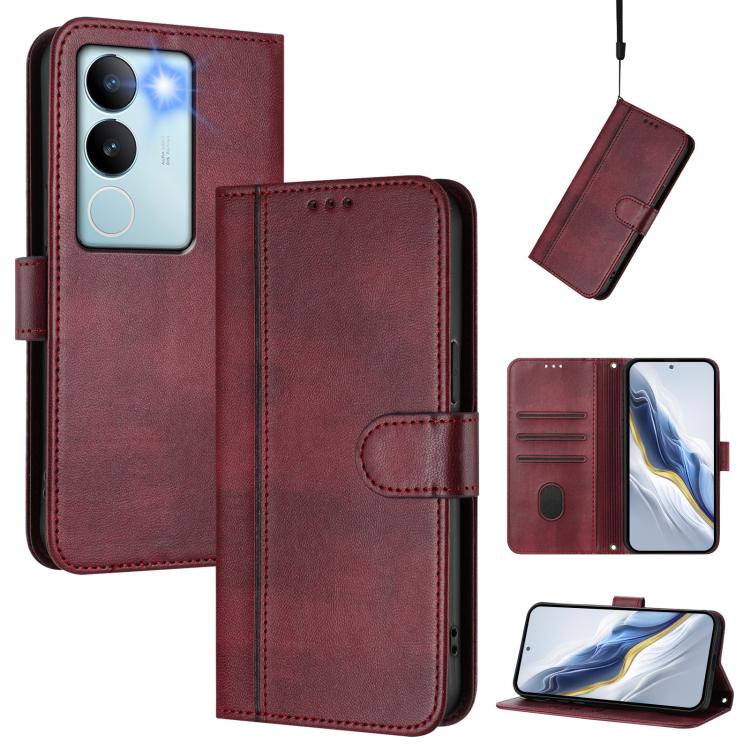 Line Splicing Buckle Retro Leather Phone Case, For vivo Y28 4G Global, For vivo X100s 5G, For vivo Y38 5G / T3x 5G Global, For vivo iQOO Z9x, For vivo Y20 / Y20i / Y20s / Y11s / Y12s, For vivo iQOO Z9 5G / iQOO Z9 Turbo 5G                              ...