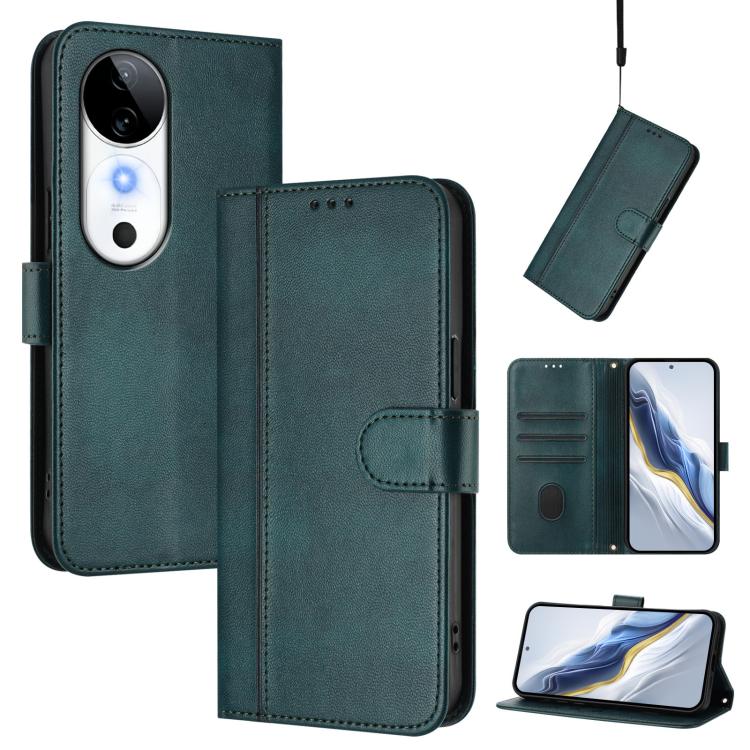 Line Splicing Buckle Retro Leather Phone Case, For vivo V40 Lite 5G IDN / Y300 5G Global, For vivo V40 Lite 4G IDN / Y300 5G IDN, For vivo Y19s 4G Global, For vivo X200 Pro mini, For vivo Y100 5G IDN / T3 5G IDN, For vivo V40e 5G India / iQOO Z9s 5G   ...