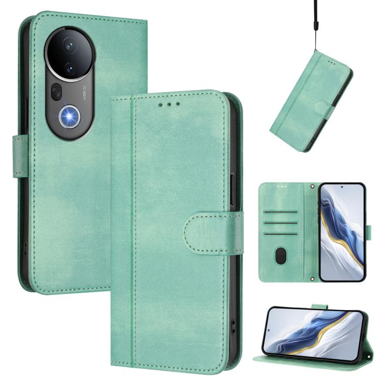 Line Splicing Buckle Retro Leather Phone Case, For vivo V60 5G Global, For vivo S30 Pro mini, For vivo S30, For vivo X200s 5G, For vivo Y39 5G Global, For vivo V50 Lite 5G Global / V40 Lite 4G, For vivo Y04 4G Global / Y29s 5G, For vivo Y29 4G Global  ...