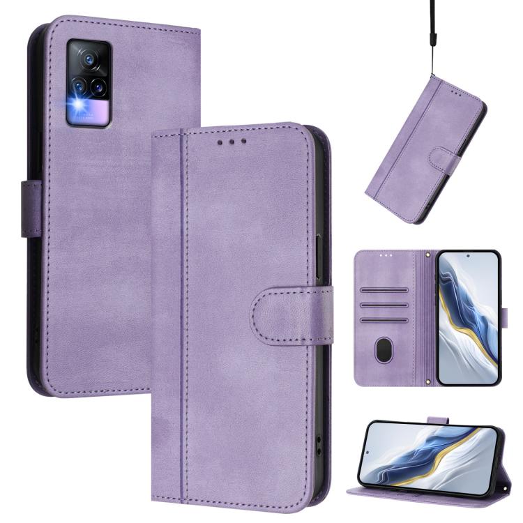 Line Splicing Buckle Retro Leather Phone Case, For vivo Y73 2021, For vivo Y52s 5G / iQOO U3 / Y31s 5G, For vivo Y31 4G 2021 India / Y51A 2021, For vivo Y70s, For vivo Y30 4G Global, For vivo Y19 / U3 / Y5s / Z5i / U20, For vivo Y27 4G 2023 Global