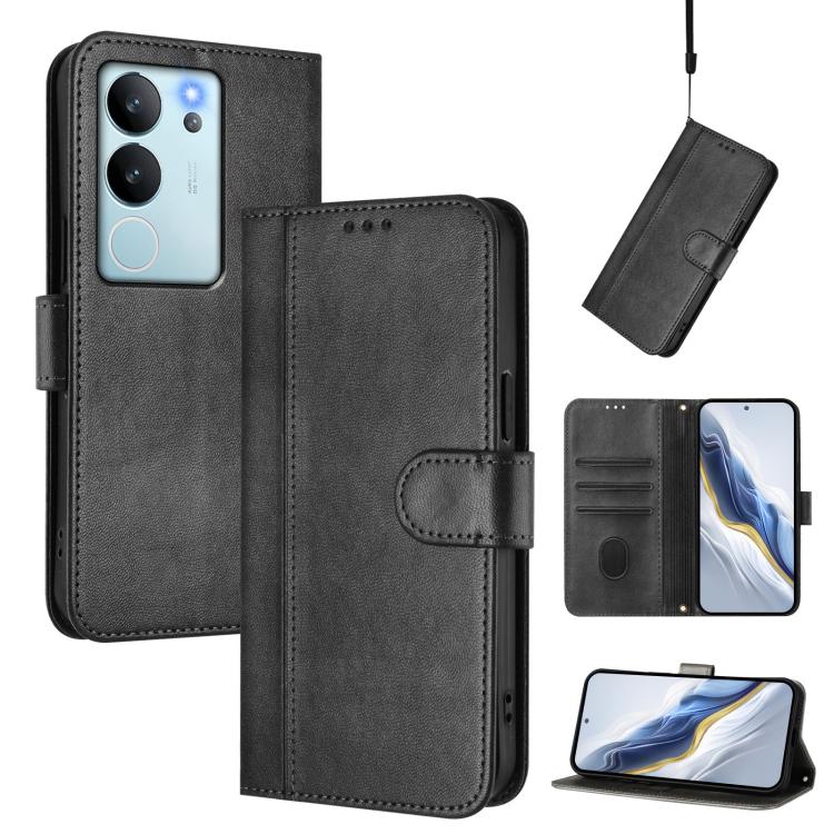 Line Splicing Buckle Retro Leather Phone Case, For vivo Y28 4G Global, For vivo X100s 5G, For vivo Y38 5G / T3x 5G Global, For vivo iQOO Z9x, For vivo Y20 / Y20i / Y20s / Y11s / Y12s, For vivo iQOO Z9 5G / iQOO Z9 Turbo 5G                              ...